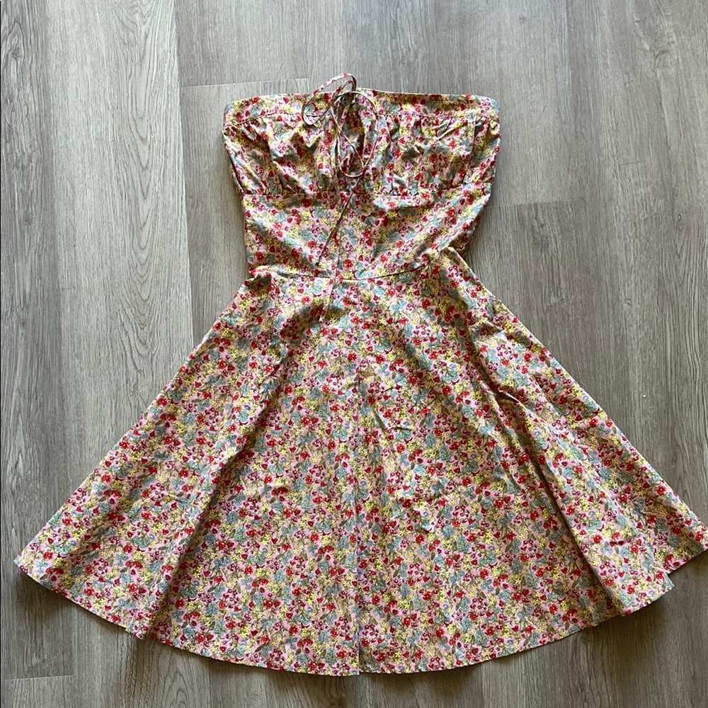 vintage Betsey Johnson pink floral cotton strapless coquette sundress Size 6 - Picture 1 of 15